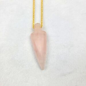 Rose quartz natural stone arrowhead necklace crystal of unconditional love‎
